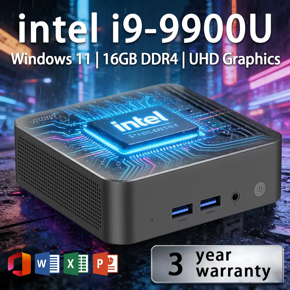 Tragbarer Mini-PC Windows 11 Intel Core i9 9900U Desktop-Computer 16GB DDR4 1TB 2TB SSD WIFI6 BT5.2 Ultra Kleiner Pocket-PC Gamer Image