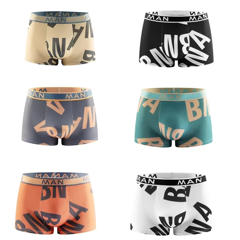 6 Teile/satz männer Unterwäsche Nahtlose Brief Gedruckt Unterhose Atmungs Mann Höschen Mode Boxer Plus Größe männer Shorts Image