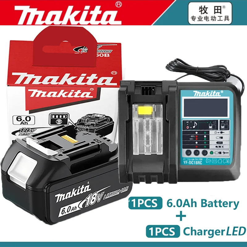 Original Makita 18V Akku 6Ah, mit Akkuanzeige, wiederaufladbarer Makita Akku, BL1830 BL1840 BL1850 Elektrowerkzeug Akku   Image