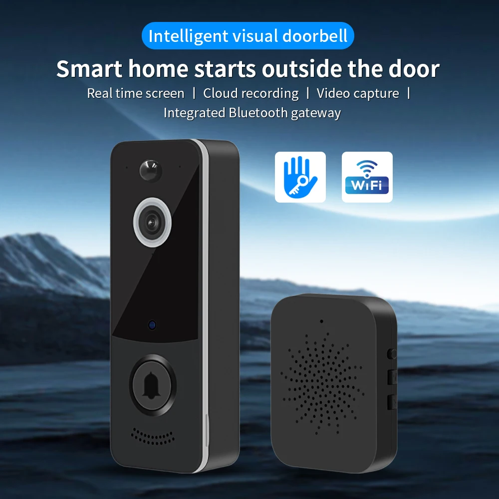 1080P WIFI Video Türklingel TTLOCK App Smart Home Türklingel Drahtlose Sicherheit Kamera Türklingel PIR Bewegungserkennung Image