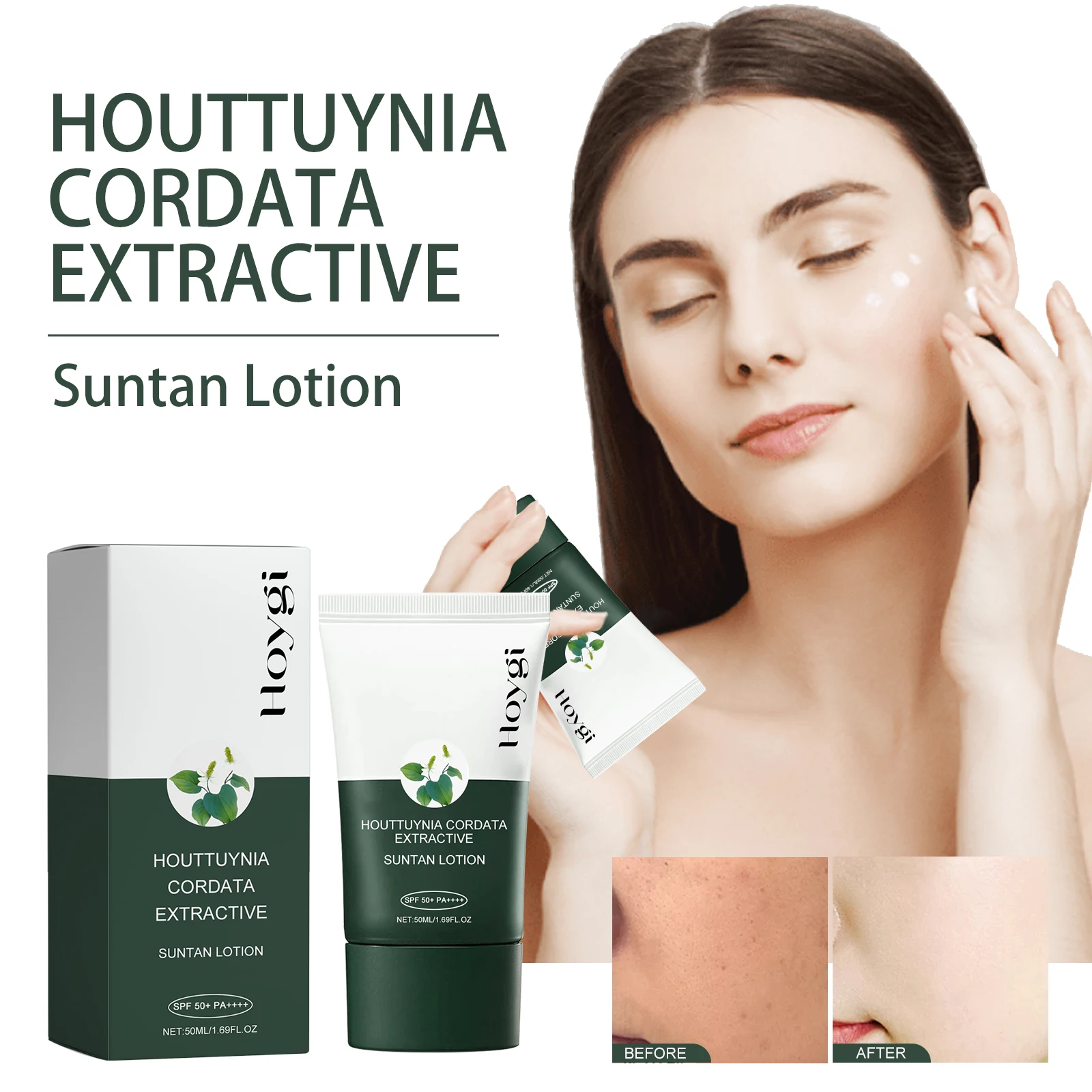 Leichte Sonnenschutz-SPF-Gesichtscreme, 50 ml, nicht fettend, feuchtigkeitsspendend, hauttonend, UVA-Schutz, Riff, sicher für den täglichen Gebrauch unter Make-up Image