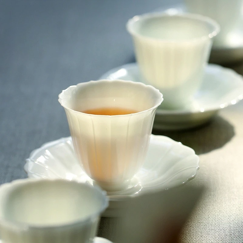 Chinesische Teetasse Dehua Talg Jade weißes Porzellan handgefertigt exquisite Master Cup Kung Fu kleine Tasse Teetasse Image