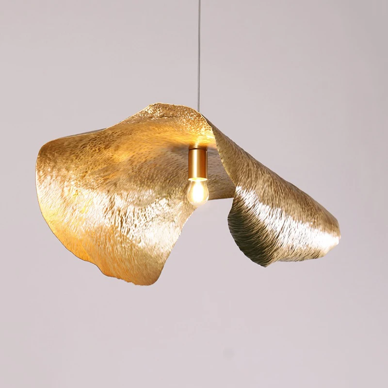 High-End-Kupferlampe Lotusblatt Pendelleuchten Esszimmer Glanz Restaurant Hängeleuchten Kücheninsel LED-Leuchten