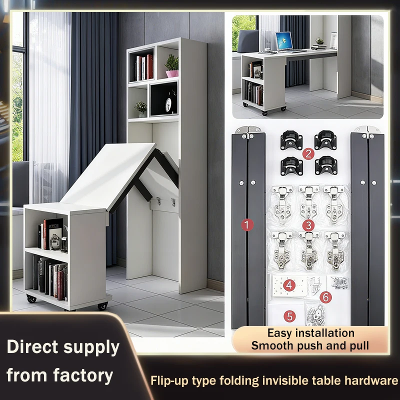 Hochklappbarer Klapptisch, ausziehbarer Schreibtisch mit verstecktem Mechanismus, platzsparend, multifunktional, für Küche, Frühstück, Bar, Arbeitszimmer Image