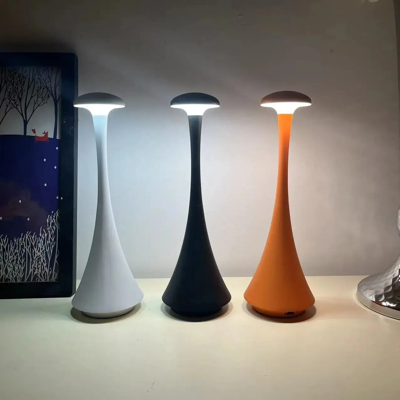 Neue Kopf Pilz Tisch Lampe Wiederaufladbare Drahtlose touch Lampe Kreative Lampe USB-C Schreibtisch Lampe Hotel Schlafzimmer Atmosphäre Licht