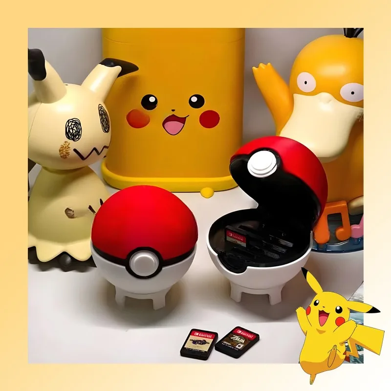 Cartoon Pikachu Poke Ball Switch Karte Schutzhülle für Nintendo Switch 2 OLED NS Lite Spielkarte Aufbewahrungsbox Spielzubehör Image