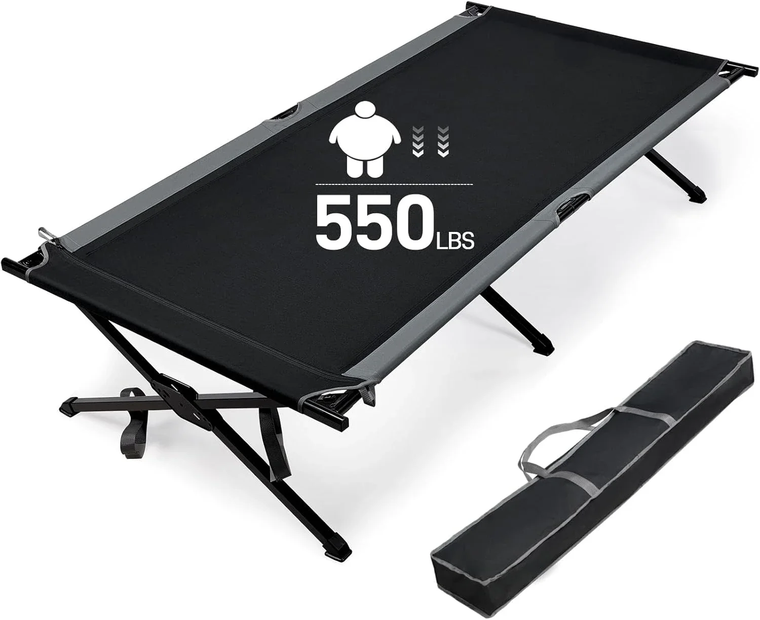 Tool Extra Wide Camping Cot for Adults Oversized XXL Sleeping Cots Folding Cot Bed with Carry Bag, Support to 550 lbs