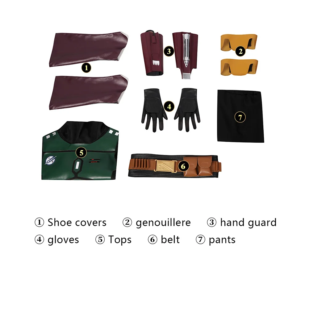 Boba Fantasia Fett Cosplay Kostüm Verkleidung Männer Komplettes Set Kleidung Halloween Karneval Teil Anzug Image