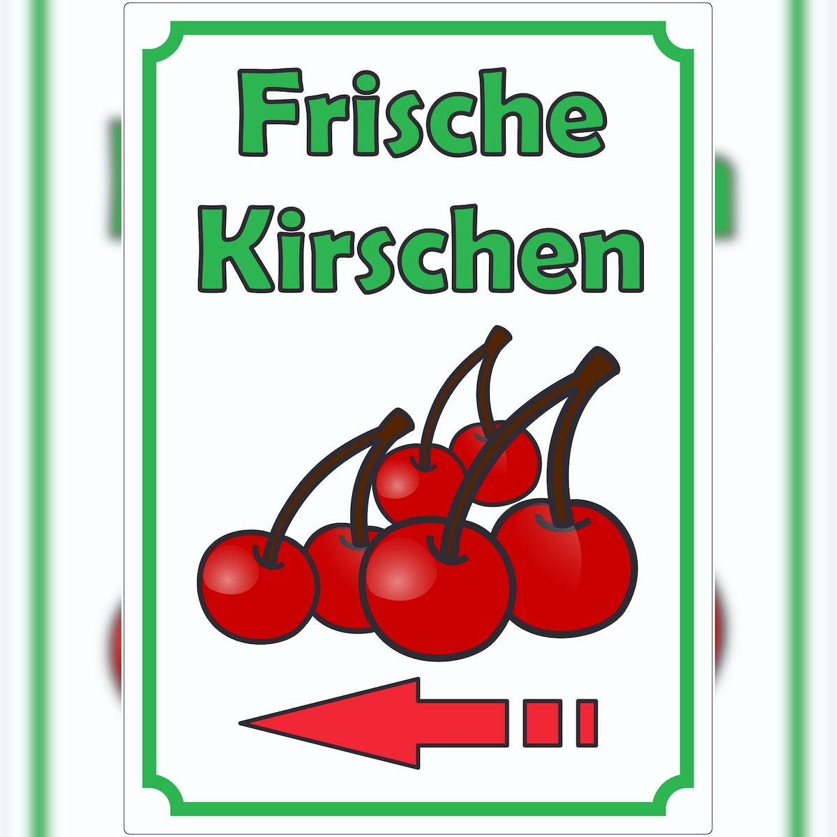 HB-Druck Frische Kirschen Aufkleber Hochkant mit Pfeil links A6 (105x148mm) Image