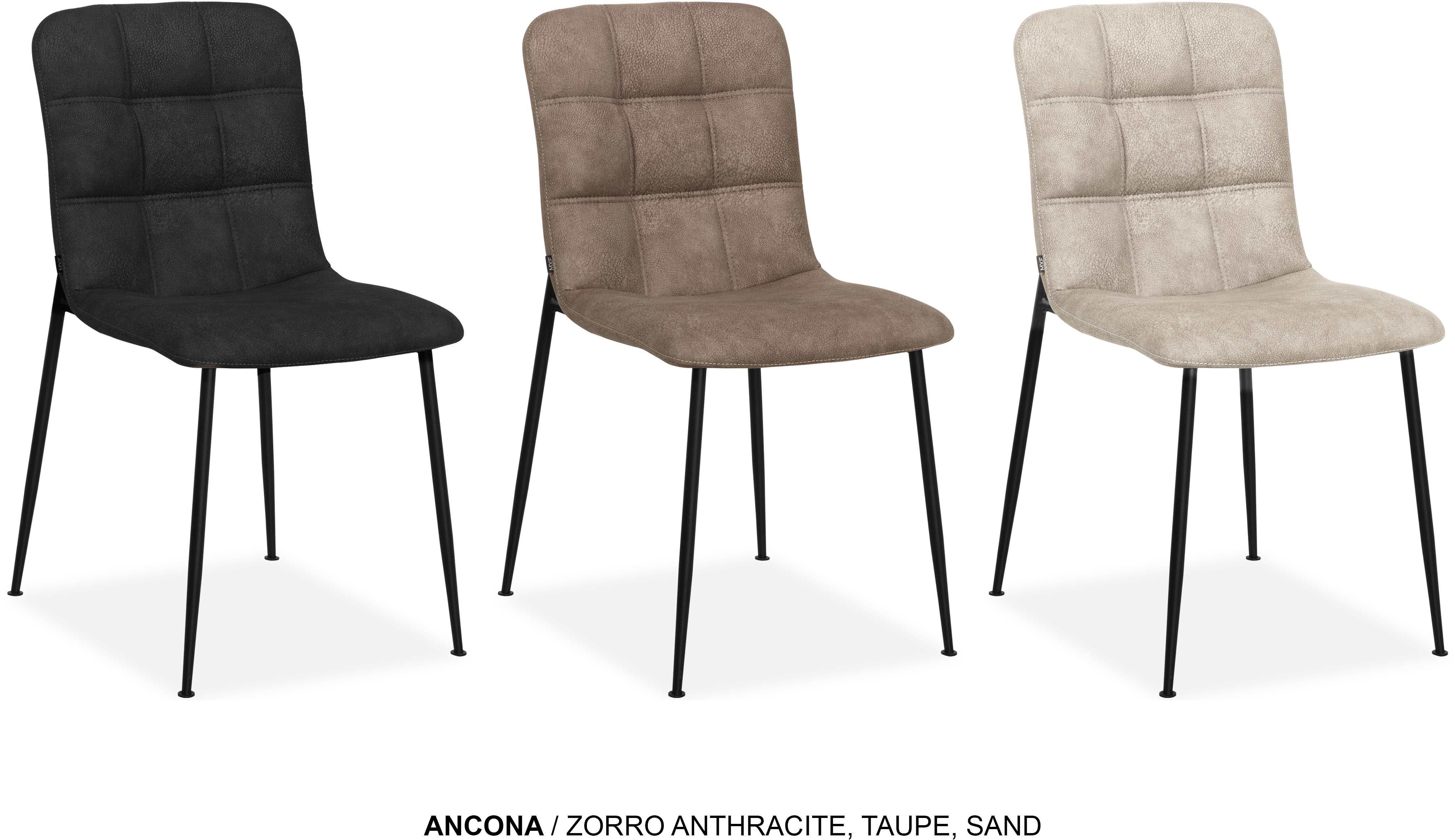 Esszimmerstuhl OMG DESIGN "Ancona", anthrazit, schwarz, B:44,5cm H:81,5cm T:57,5cm, Polyester, Stühle, Schalenstuhl, bequem gepolstert, Esszimmerstuhl