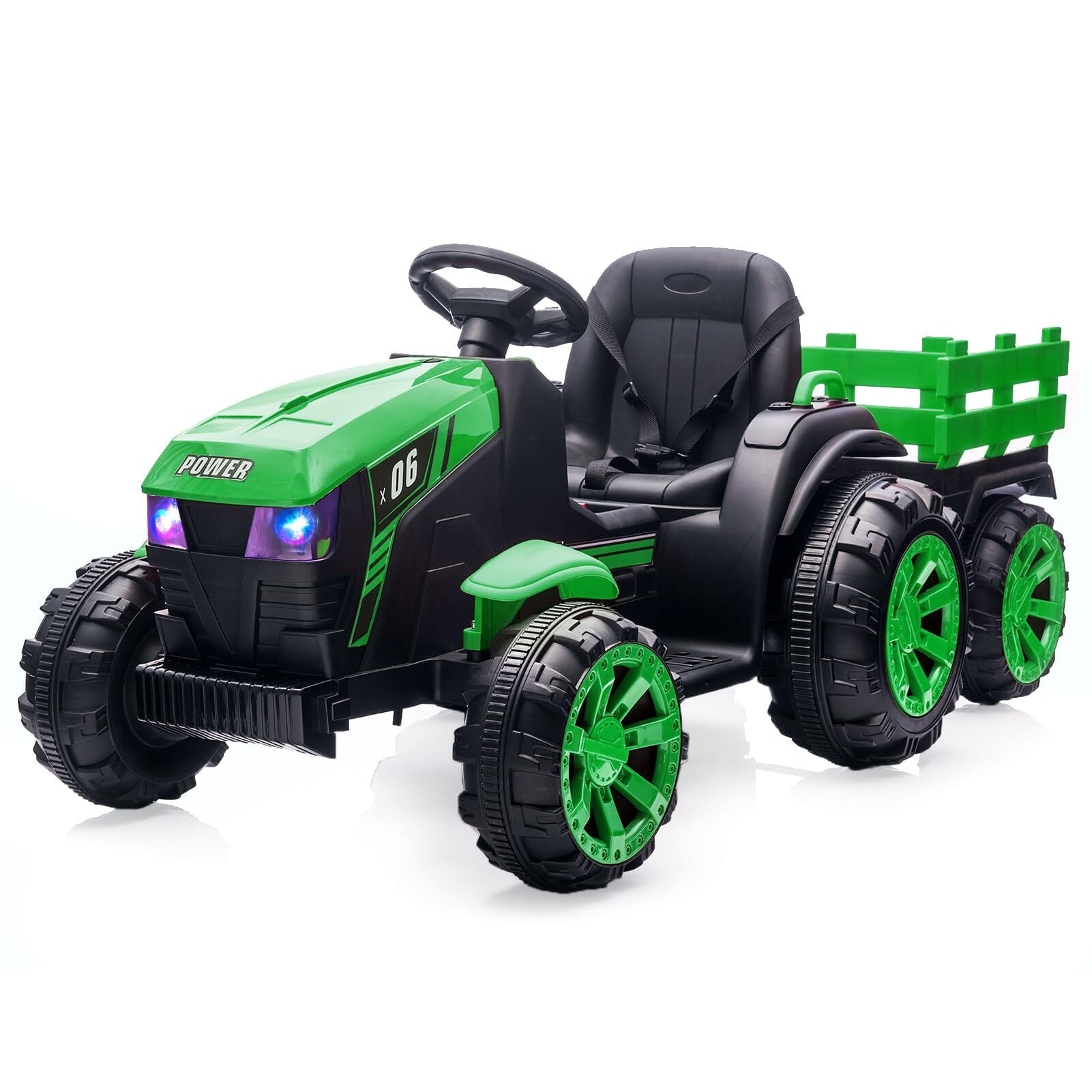 Ride On Tractor Toy for Kids, 12V Ride On Toy with Trailer & Remote Control, Battery Powered Electric Vehicles