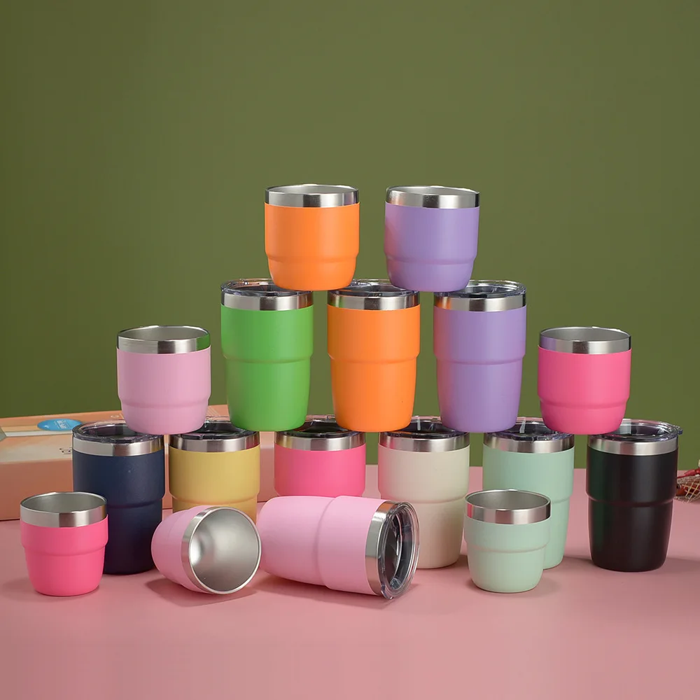 Edelstahl Kleine Kaffee-Vakuumflasche 6/8oz Tragbare Thermoskanne Reisebecher mit Deckel Image