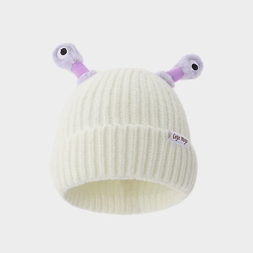 süße und lustige Strickmütze, leuchtende kleine Monster-Strickmütze mit Augen im Cartoon-Stil, einziehbare Tentakelmütze Image