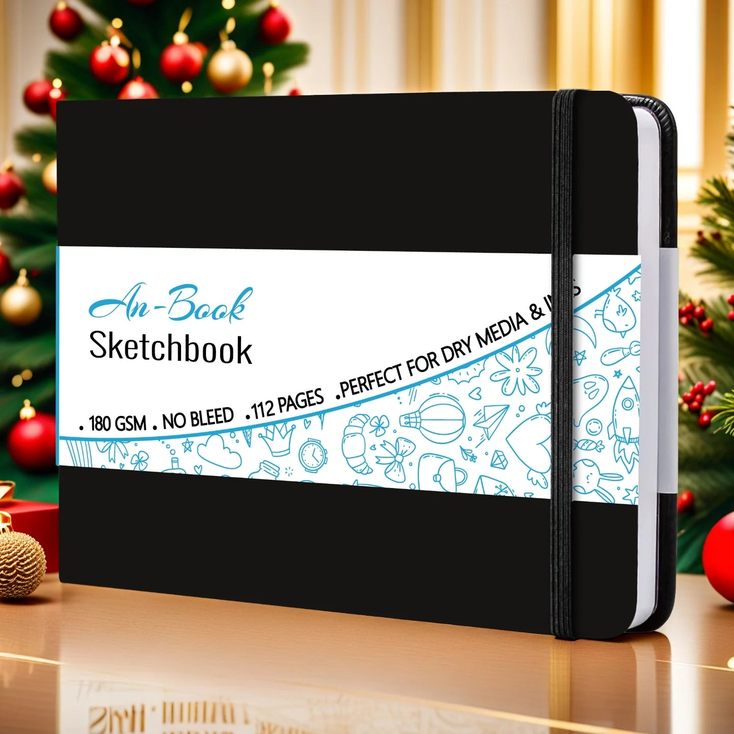 BUKE Medium A5-Landschafts-Hardcover-Skizzenbuch (schwarz) – 112 Seiten aus 180 g/m2 weißem Papier Image