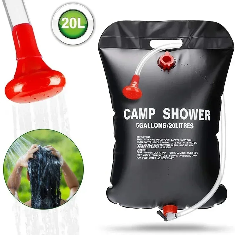 Große Kapazität, 20 l, Outdoor-Duschtasche, solarbetriebene Heizung für Camping, Strandausflug, tragbare Badesolösung, Outdoor-Camping Image