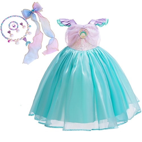 Buchwoche 2026: Die kleine Meerjungfrau – Märchenprinzessin Arielle – Kostüm – Meerjungfrauenschwanz – Märchenfiguren – Film-Cosplay für Mädchen – Kinder – Halloween – Karneval – Weltaufführung – Schulveranstaltung – Verkleidung Image