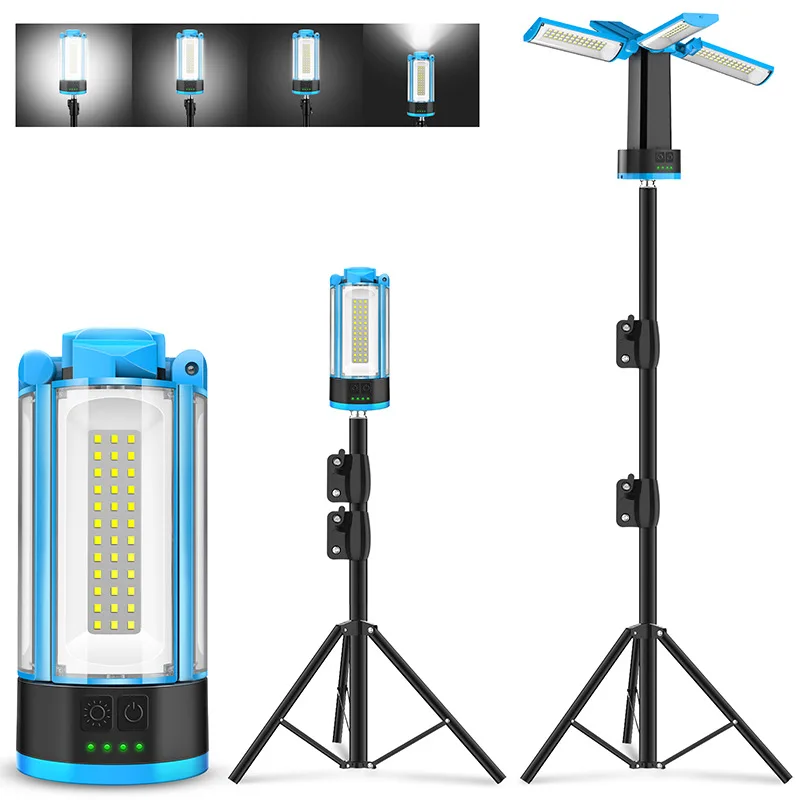 4100 Lumen Arbeitsleuchte mit Ständer, tragbare Camping-Angel-Taschenlampe, faltbares Stativ, Notfall-Arbeitslampe für Werkstatt, Garage