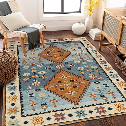 Teppiche marokkanisch für Wohnzimmer und Schlafzimmer Vintage Luxus-Stil großer Teppich am Bett Sofa Couchtisch weiche rutschfeste maschinenwaschbare Matte Heimakzentdekoration Image