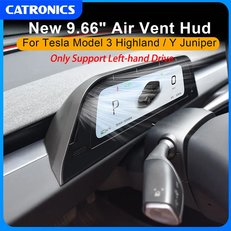 CATRONICS 9,6-Zoll HUD mit Luftauslass für Tesla Model 3 Highland 2024-2026 & Model Y Juniper 2025-2026, Unterstützt Carplay und Android AUTO Image