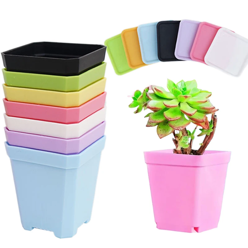 10/20 stücke Mini Sämling Tablett Quadratischen Topf Blumentopf Sukkulenten Topf Kleine Farbe Quadratischen Kunststoff Topf Sämling Tablett Gartenarbeit TMZ Image