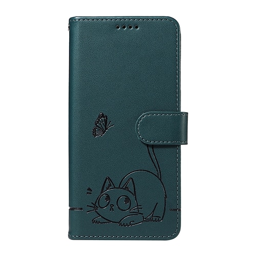 Handy Hülle Handyhüllen Für iPhone 17 Pro Max 17 Air 16 15 14 Pro Max Plus 16e 13 Pro Max 13 Mini Brieftaschenhülle Vollschutz mit Trageriemen Stoßfest Katze Retro PU-Leder Image