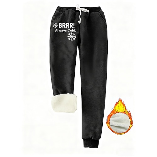 Damen Jogginghose Fleecehose Mode Basic Lässig Volle Länge Hohe Taille Buchstabe Kordelzug Tasche Druck Thermowarm Winddicht Bequem Dehnbar Urlaub Straße Lässig Schwarz Rosa Dunkelpink Blau Frühling Image