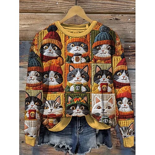 Per donna Felpa Pullover Grafico Animale Casual Manica Lunga Girocollo Top Regolari Casuale Streetwear Abbigliamento Quotidiano 