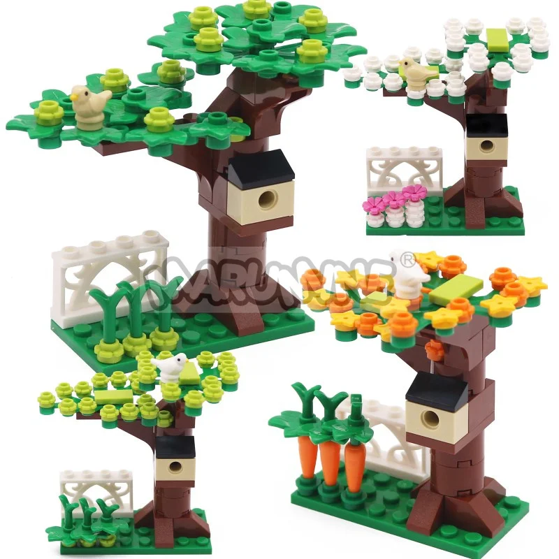 MARUMINE Kleine Partikel MOC Ziegel Baumhaus Set mit Vogel 41835pb01 DIY Stadt Street View Bausteine Anlage Modell Kit Image