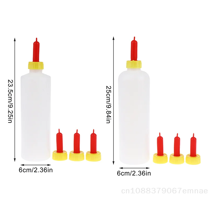 400/500 ml Lamm-Flasche mit 3 Gummi-Nippel-Schnullern für Kalb, Ferkel, Schafe, Ziege – Farm Animal Milking Drinker Feeder Image