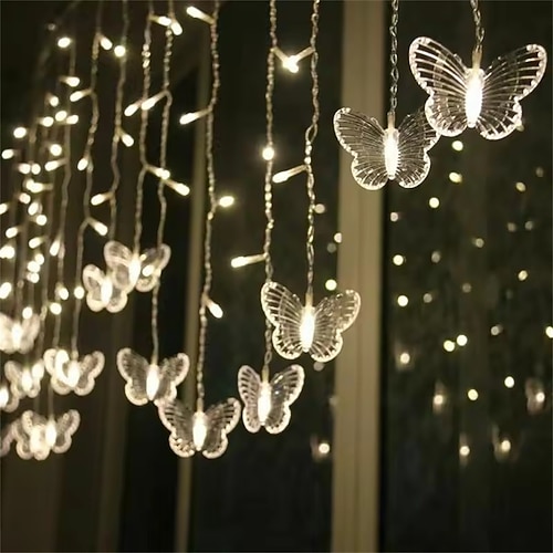 1 Stk 3,5m Lichter Schmetterling Schneeflocke LED Feenlicht Lichterkette Festival Feiertags Eiszapfen Vorhang Lichter HOCHZEITS Lampen AC 110V/220V EU/US/UK/AU Stecker Image