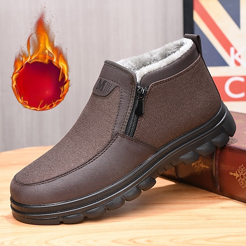 Rown Herren-Winterstiefel zum Hineinschlüpfen aus Kunstleder mit Fleecefutter – gemütliches und bequemes Schuhwerk für kaltes Wetter und Freizeitausflüge Image