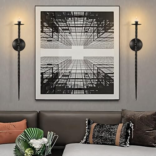 Wandkerzenhalter 1 Stück / 2 Stück große gedrehte Kerzenleuchter Wandhalterung Metallkerzenhalter für Esszimmer, Wohnzimmer, Büro, Schlafzimmer Image