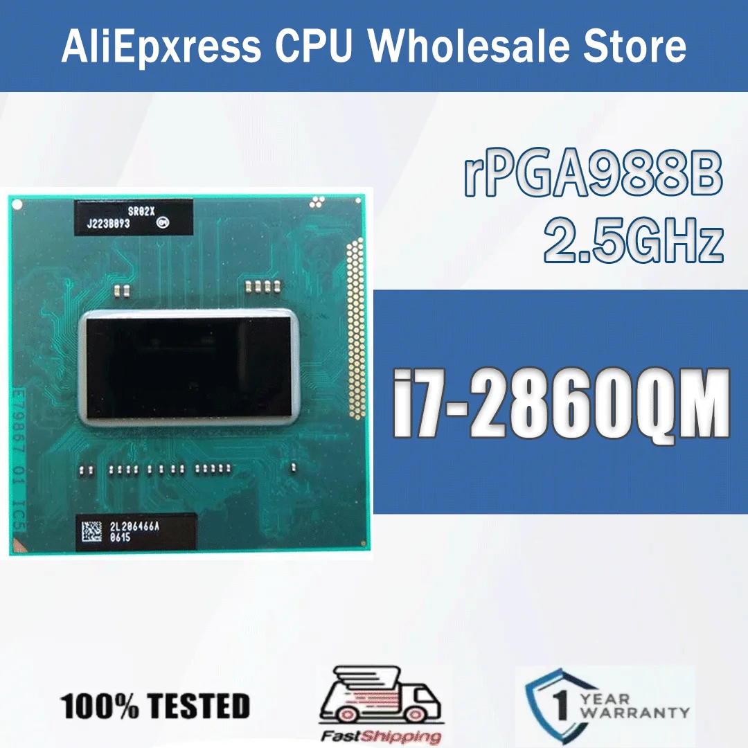 Intel Core i7-2860QM 2,5 GHz 4 Core 8 Thread 8M 45W i7 2860QM Computer CPU Prozessor Server Sockel G2 / rPGA988B HM65 HM67 SR02X