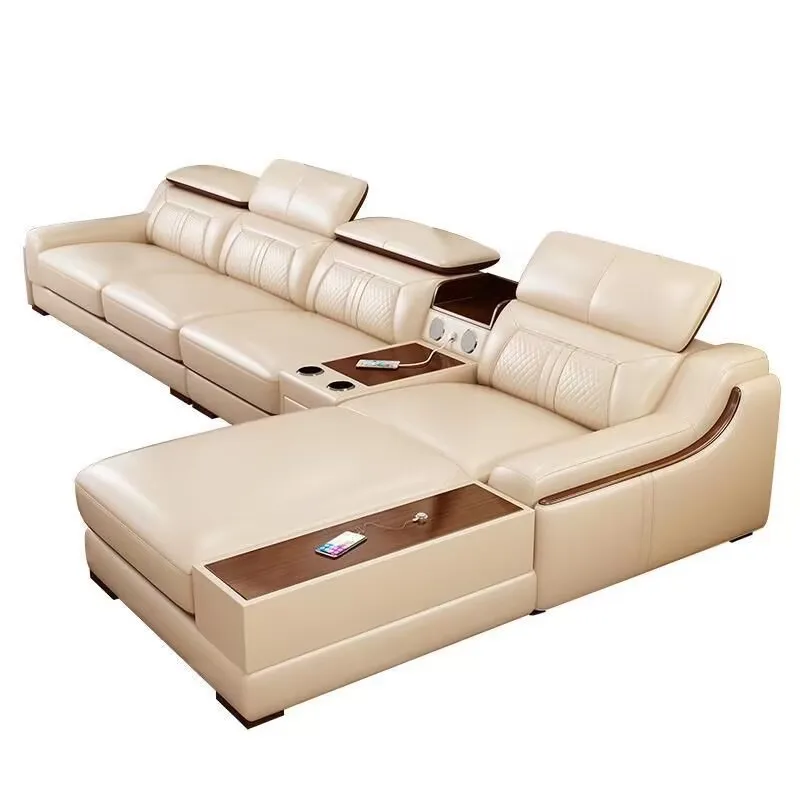 Eckkombination Ledersofa erste Schicht Rindsleder Größe Wohnung Lederkunst Image