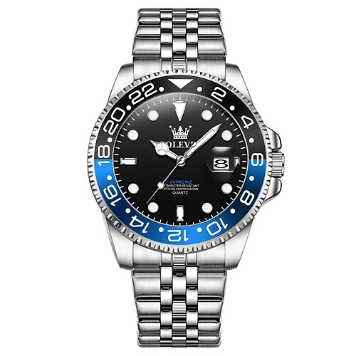 Olevs 5657 Luxus-Quarzuhren für Männer Top-Marke Original Edelstahl Kalender wasserdicht leuchtende Herren-Kleid-Armbanduhr