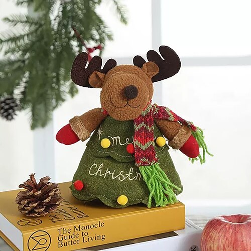 1 pz sacchetti regalo di Natale in lino con cerniera - riutilizzabili 2026 nuovo Natale Eva Babbo Natale pupazzo di neve fiocco di neve cervo sacchetti di caramelle a forma di mela contenitori