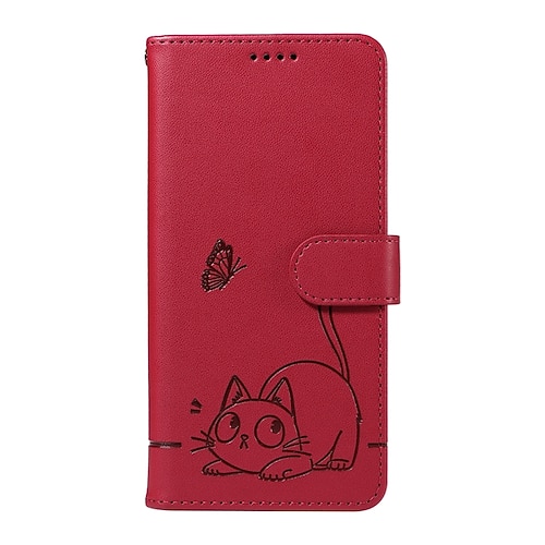Handy Hülle Handyhüllen Für iPhone 17 Pro Max 17 Air 16 15 14 Pro Max Plus 16e 13 Pro Max 13 Mini Brieftaschenhülle Vollschutz mit Trageriemen Stoßfest Katze Retro PU-Leder Image