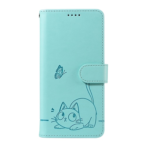 Handy Hülle Handyhüllen Für iPhone 17 Pro Max 17 Air 16 15 14 Pro Max Plus 16e 13 Pro Max 13 Mini Brieftaschenhülle Vollschutz mit Trageriemen Stoßfest Katze Retro PU-Leder Image