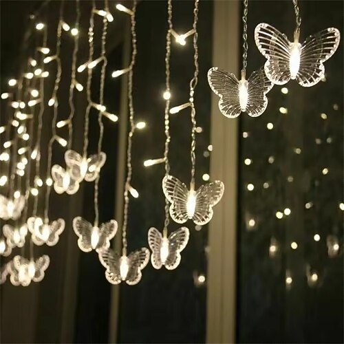 1 Stk 3,5m Weihnachtslichter Schmetterling Schneeflocke LED Feenlichter Lichterkette LIGHT Festival Feiertag Icicle Vorhang LICHTE WEIHNACHTSHOCHZEIT Lampen AC 110V/220V EU/US/UK/AU Stecker Image