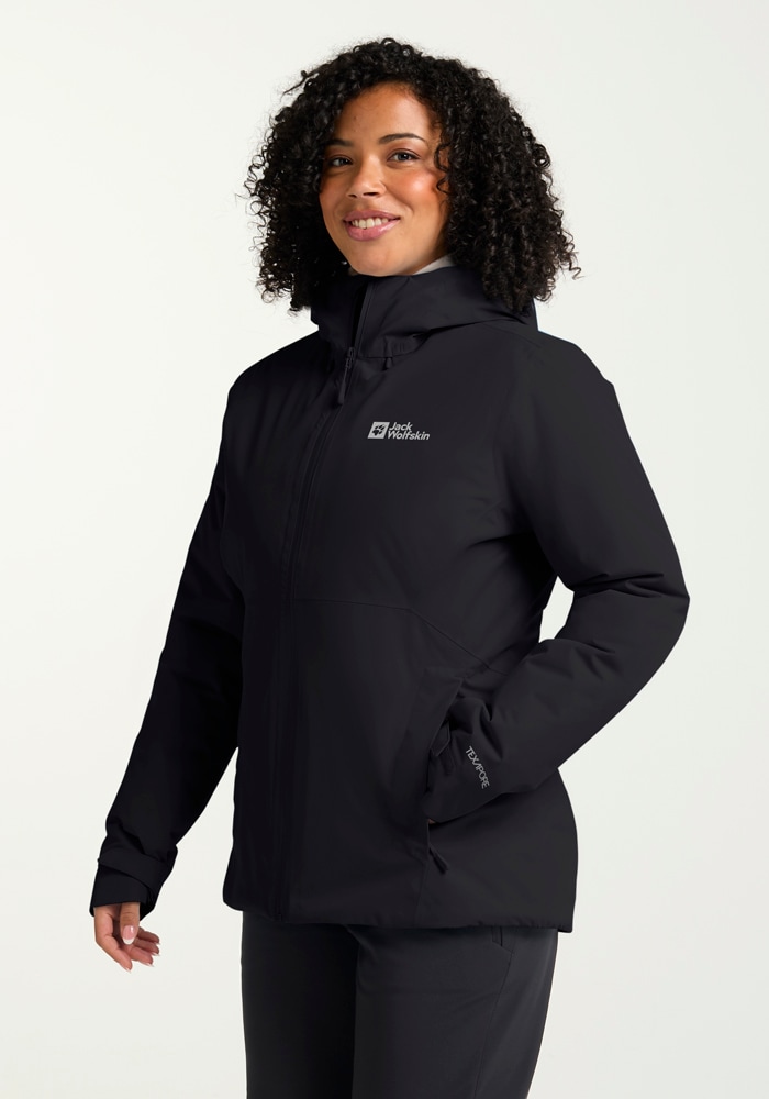 Outdoorjacke JACK WOLFSKIN "WISPER INS JKT W", Damen, Gr. L (42/44), schwarz, Obermaterial: 100% Polyester. Füllung: 100% Polyester. Futter: 100% Polyester, Jacken Outdoorjacke