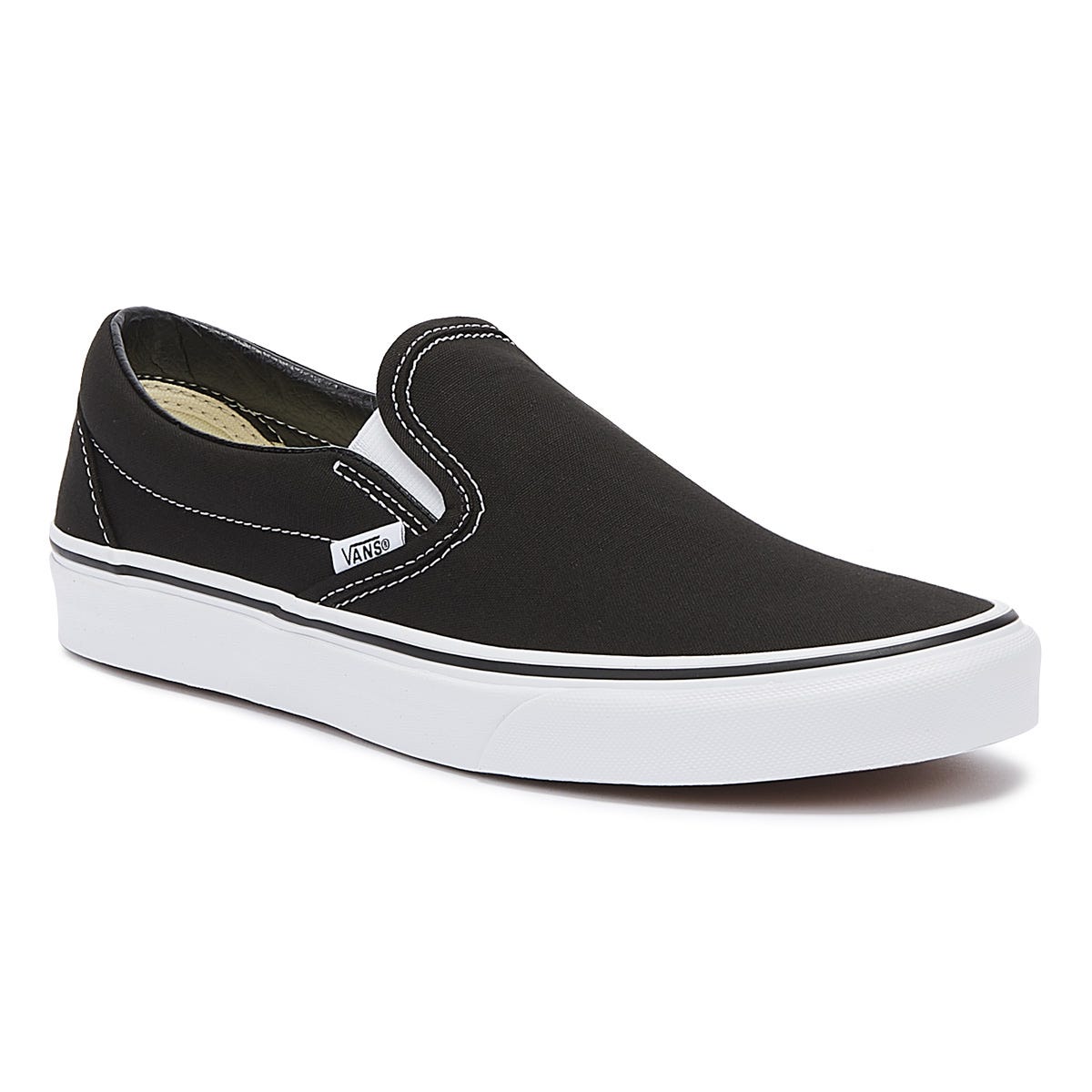 Vans Unisex Classic Slip on Black Canvas Trainers Rubber - Size UK 8 | Vans Sale | Discount Designer Brands