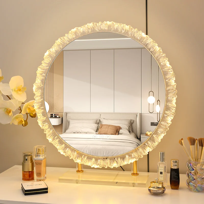Runde Badezimmer Spiegel Led Licht Make-Up Volle Länge Spiegel Große Kunst Espelho De Banheiro Para Parede Hause Dekoration Zubehör
