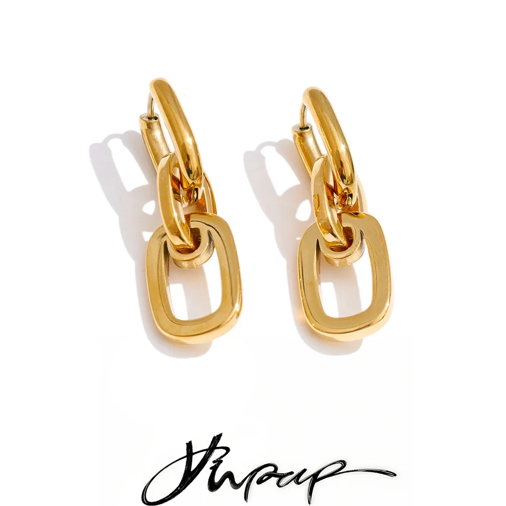 Yhpup Daily Creme-Ohrringe aus Edelstahl 316, rechteckig, für Damen, Statement, minimalistisch, hochwertiger Schmuck im Großhandel Image