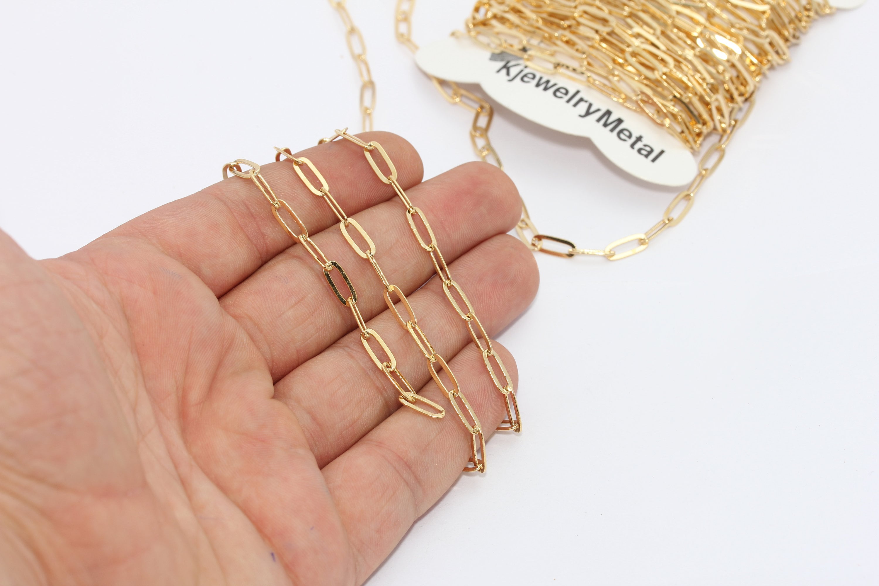 Catena a maglie in oro lucido 24 carati da 4 x 10 mm, catena a barre in oro, catena a cavo in oro, catena spessa, catena a maglie, MLC, catene, compon
