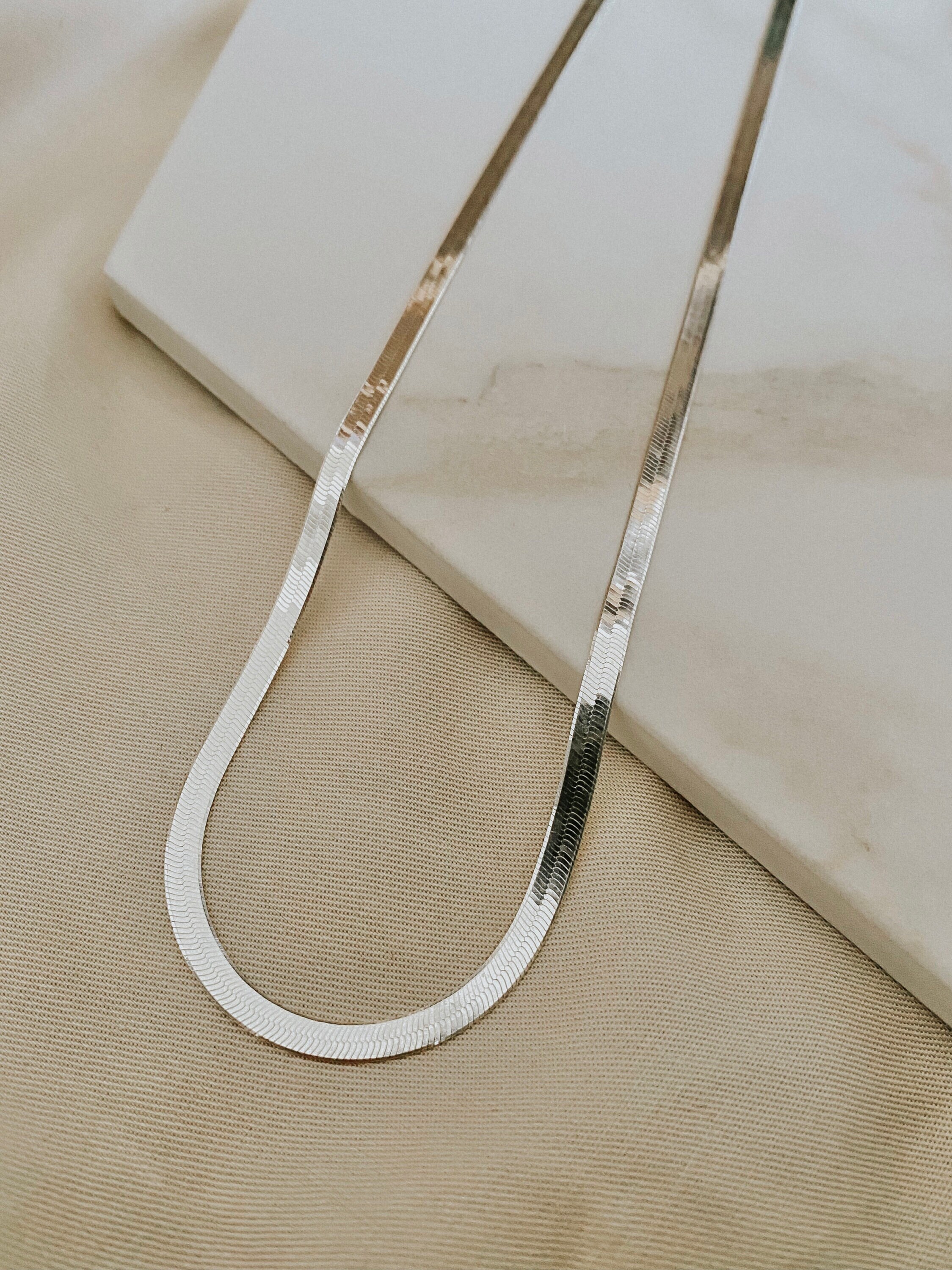 Catena Roma - Catena a spina di pesce in argento sterling 925, Collana a spina di pesce, Catena serpente, Collana in argento sterling, Catena a strati