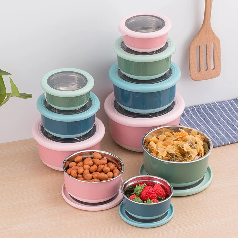 Boîte de conservation des aliments frais en acier inoxydable, bol de scellage des aliments, boîte à déjeuner Anti-brûlure avec couvercle, bol de scellage des aliments de cuisine, boîte de conservation