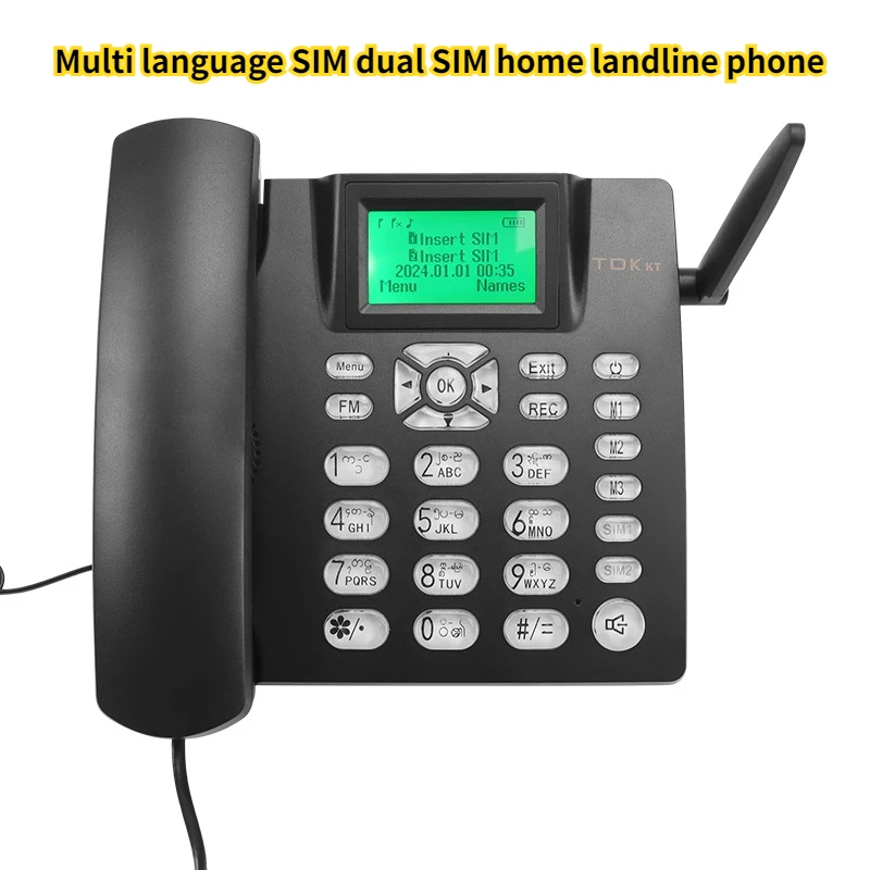 Le téléphone à carte sans fil GSM 2G prend en charge le téléphone fixe multilingue SIM double carte pour la maison
