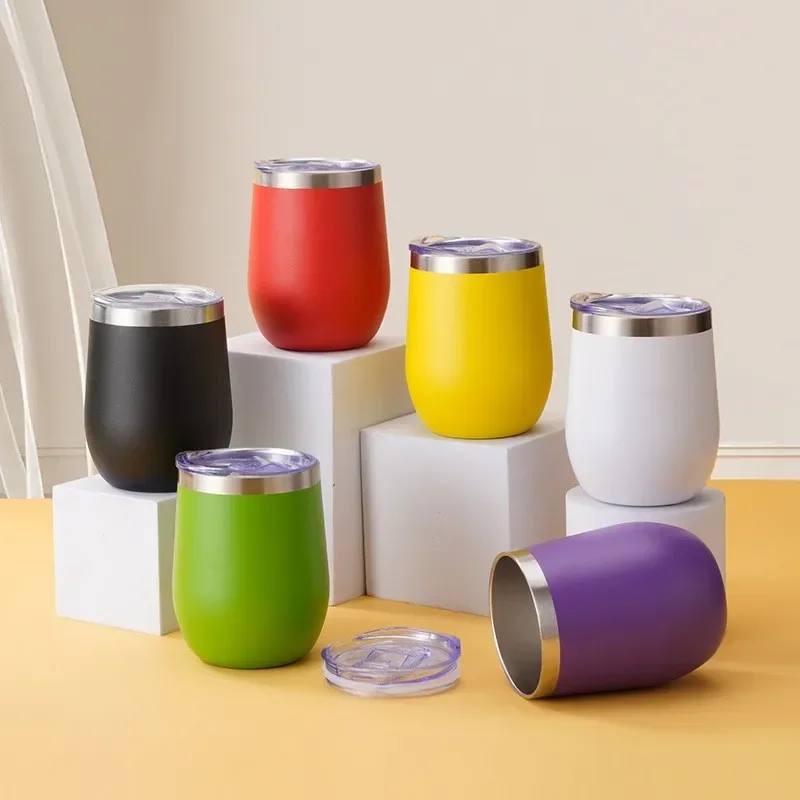 350 ml tragbarer Becher mit Deckel, Edelstahl, Eierschale, Kaffee, isolierte Tassen, doppelwandige Isolierflaschen, Thermoskanne, Wasserflaschen Image