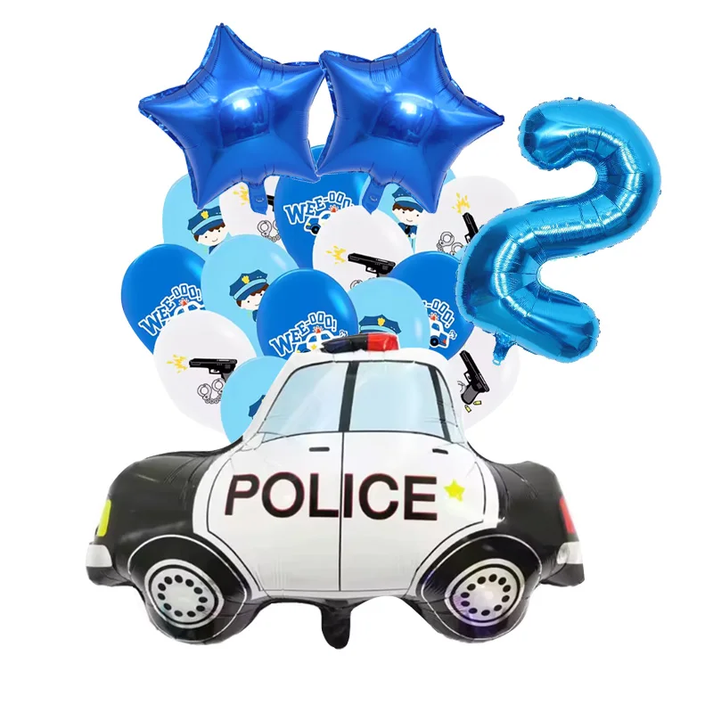 Cartoon Polizei Latex Ballon Auto Polizei Pistole Jungen Polizei Thema 3 4 5 6 7 8 9 Geburtstag Party Dekorationen liefert Kinder zugunsten Geschenke Image