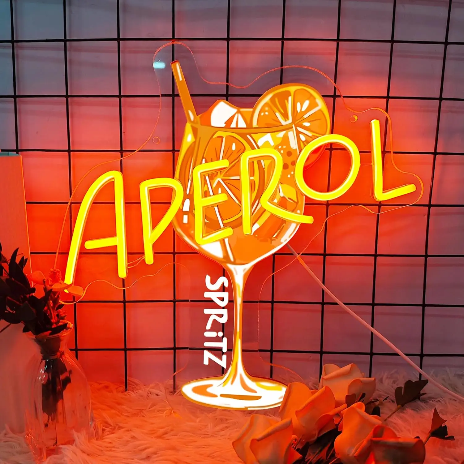 Aperol Spritz Leuchtreklamen, dimmbar, LED-Cocktail-Leuchtschild, Wanddekoration für Zuhause, Bar, Küche, Party, Männerhöhle, Schlafzimmer, Pub Image